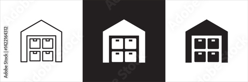 Logistic icon. Market supply icon. Warehouse stock sign. Icon symbol suitable for store, stockpile, shop, goods, market supply. Vector illustration.