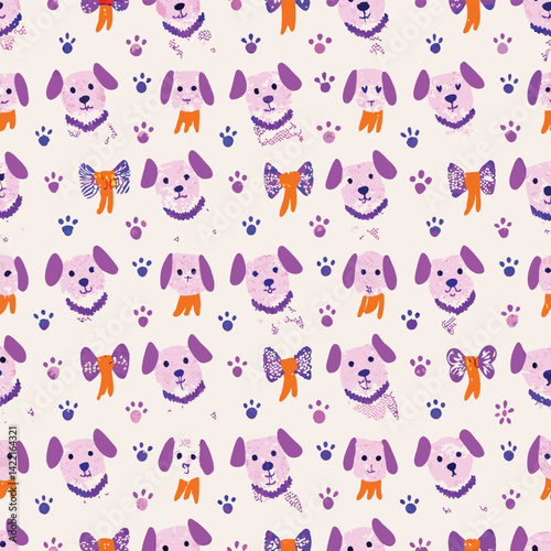 Pet Themed Pastel Dogs in Costumes Pattern