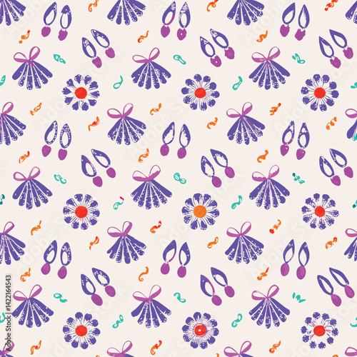 Girly Merchandise Pastel Ballet Shoes Vector Pattern