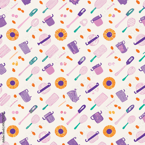 Culinary Content Pastel Cooking Pans Pattern