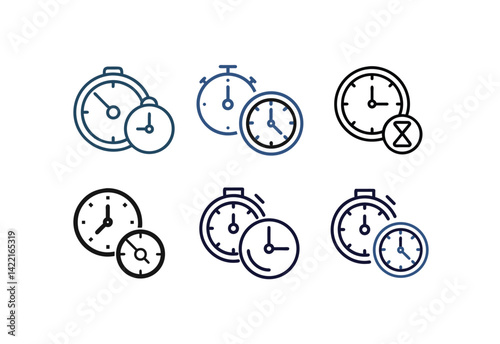 Stopwatch icons set. Timer symbol. Set icons sandglass timer clock flat icon time management
