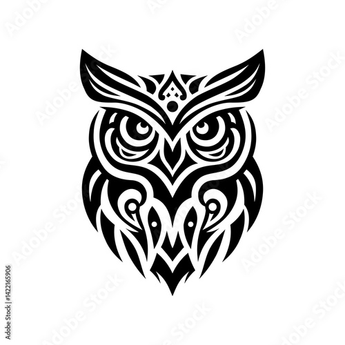 design vector illustration of tribal art design owl tattoo