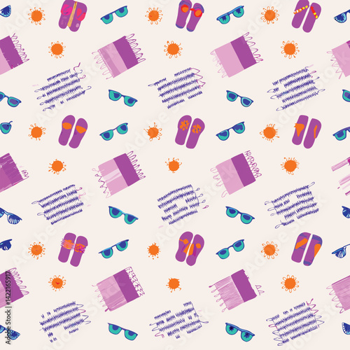 Summer Vacation Pastel Beach Towels Pattern