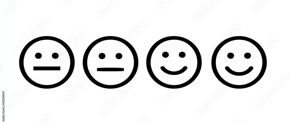 Emotions represented with simple faces.