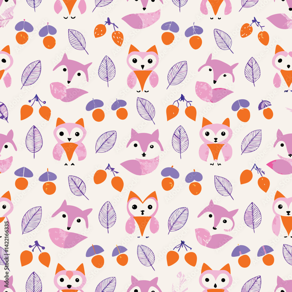 Storybook Fall Pastel Foxes Pattern Storybook Fall Pastel Foxes Pattern