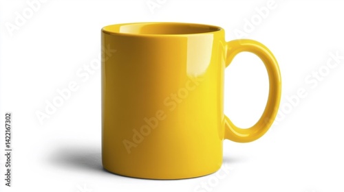 Yellow Mug Mockup Isolated on White Background. Generative AI