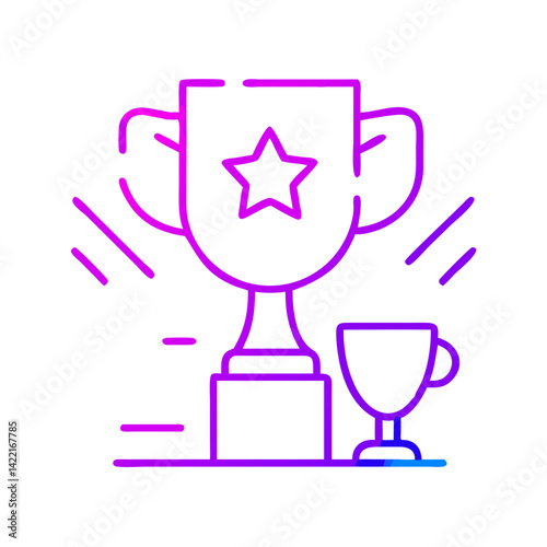 Colorful illustration of a large trophy and a smaller cup representing achievement and recognition in competitions and events