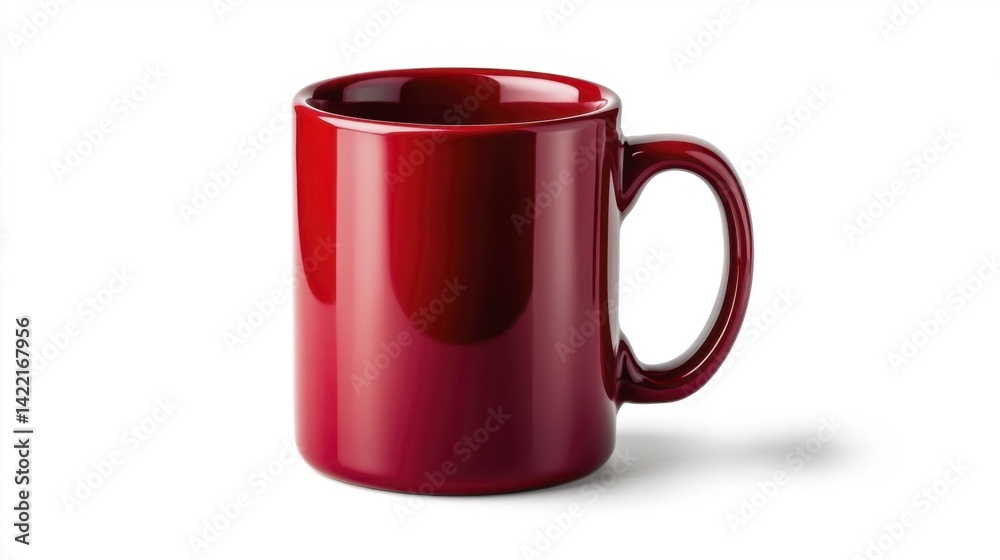 Burgundy mug mockup isolated on white background. Generative AI Burgundy mug mockup isolated on white background. Generative AI