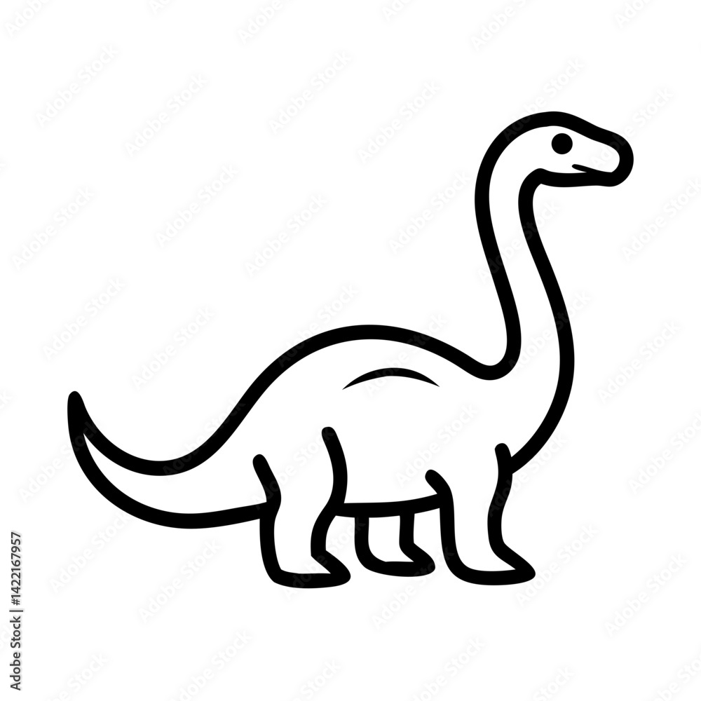 Dinosaur illustration featuring a long-necked creature in a simplistic style ideal for children's educational materials and fun designs Dinosaur illustration featuring a long-necked creature in a simplistic style ideal for children's educational materials and fun designs