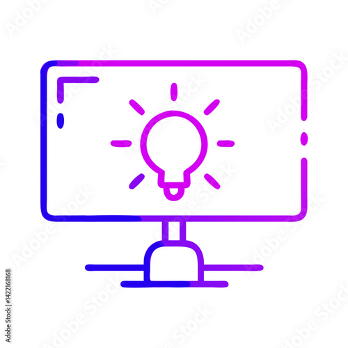Bright idea symbol displayed on a modern screen in a digital workspace during a creative brainstorming session in the afternoon