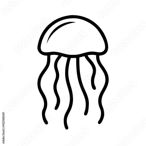 Illustration of a jellyfish swimming gracefully in clear water, showcasing its unique shape and flowing tentacles under the light