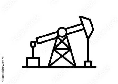 Oil drilling rig extracts crude oil from underground reservoirs in a remote location during daylight hours
