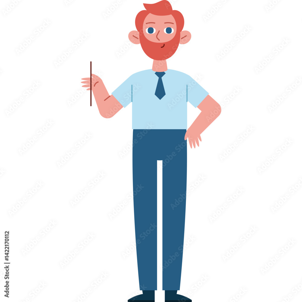 Flat Style Vector Illustration of a Friendly Professor Flat Style Vector Illustration of a Friendly Professor
