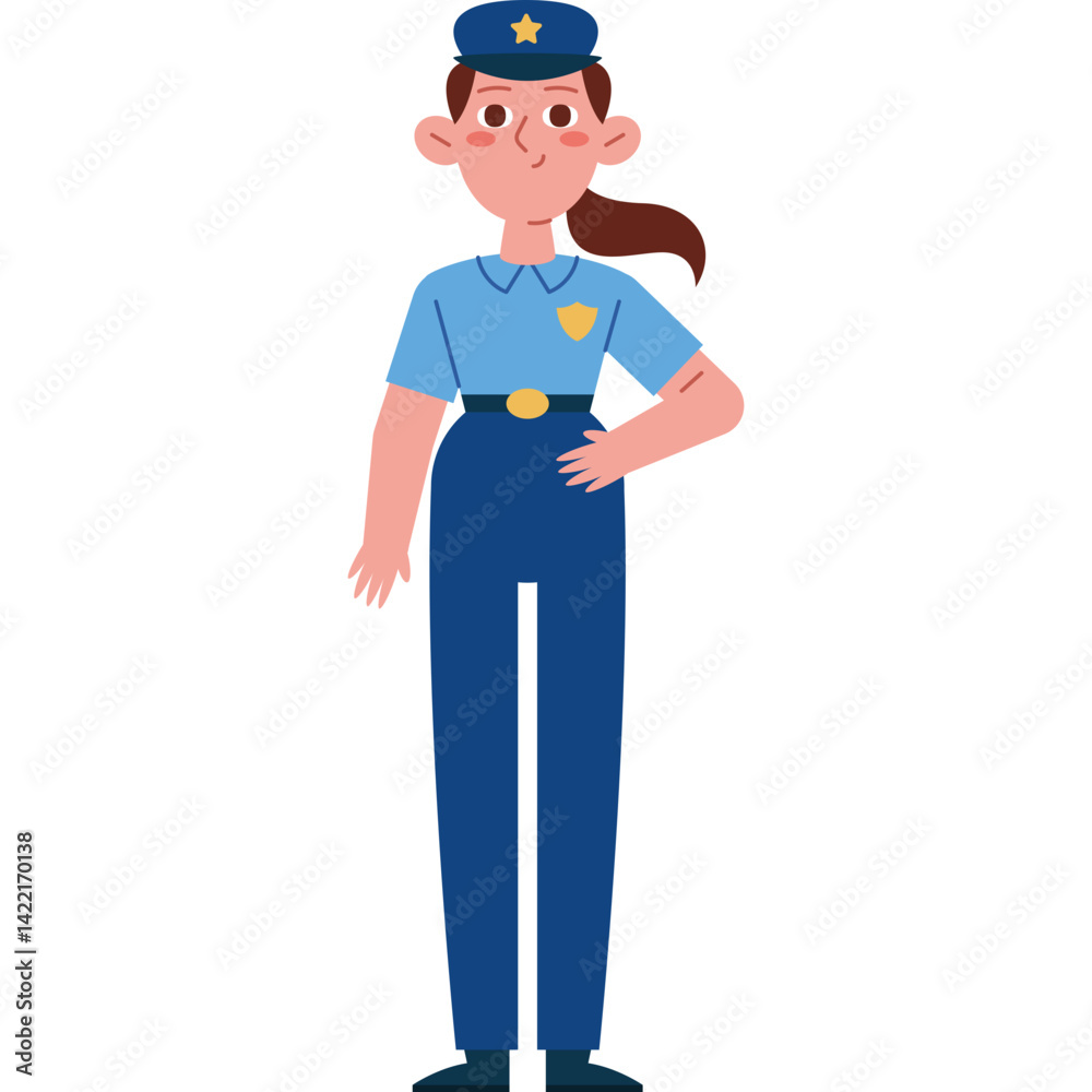 Flat Style Vector Illustration of a Policewoman in Uniform Flat Style Vector Illustration of a Policewoman in Uniform