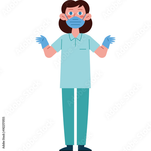 Flat Style Nurse Character for Medical Design