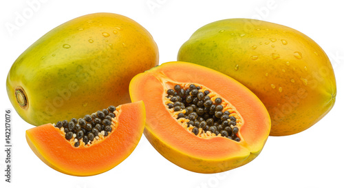 Papaya isolated on a transparent background. 