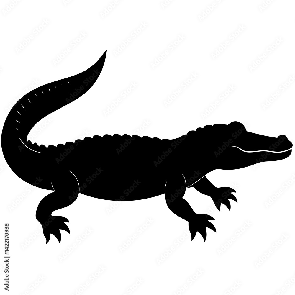 Obraz premium Alligator silhouette vector isolated on white background