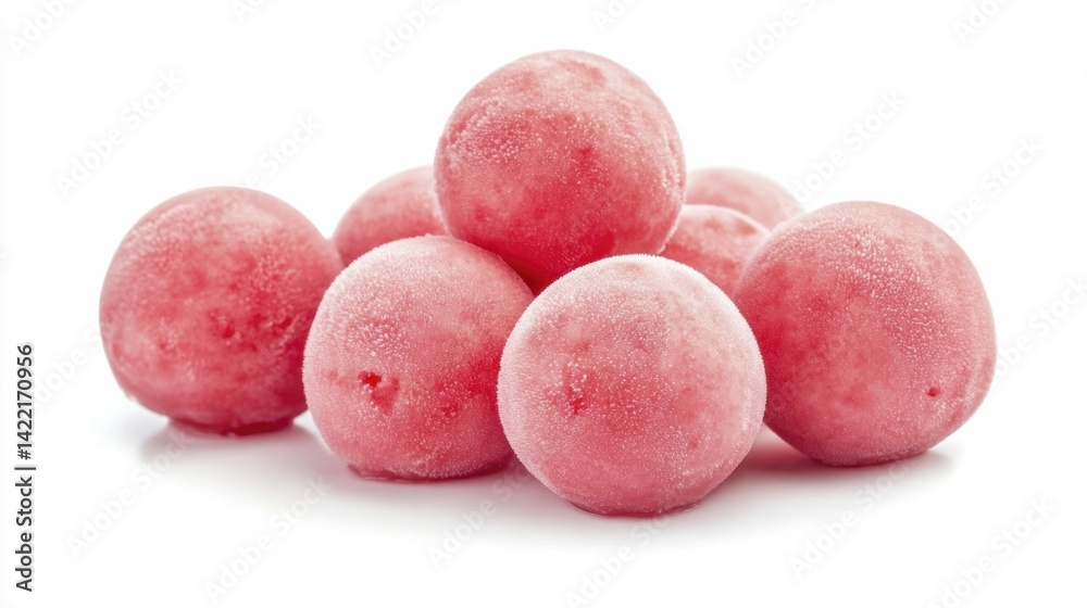 Watermelon ice cream balls isolated on white background. Generative AI Watermelon ice cream balls isolated on white background. Generative AI