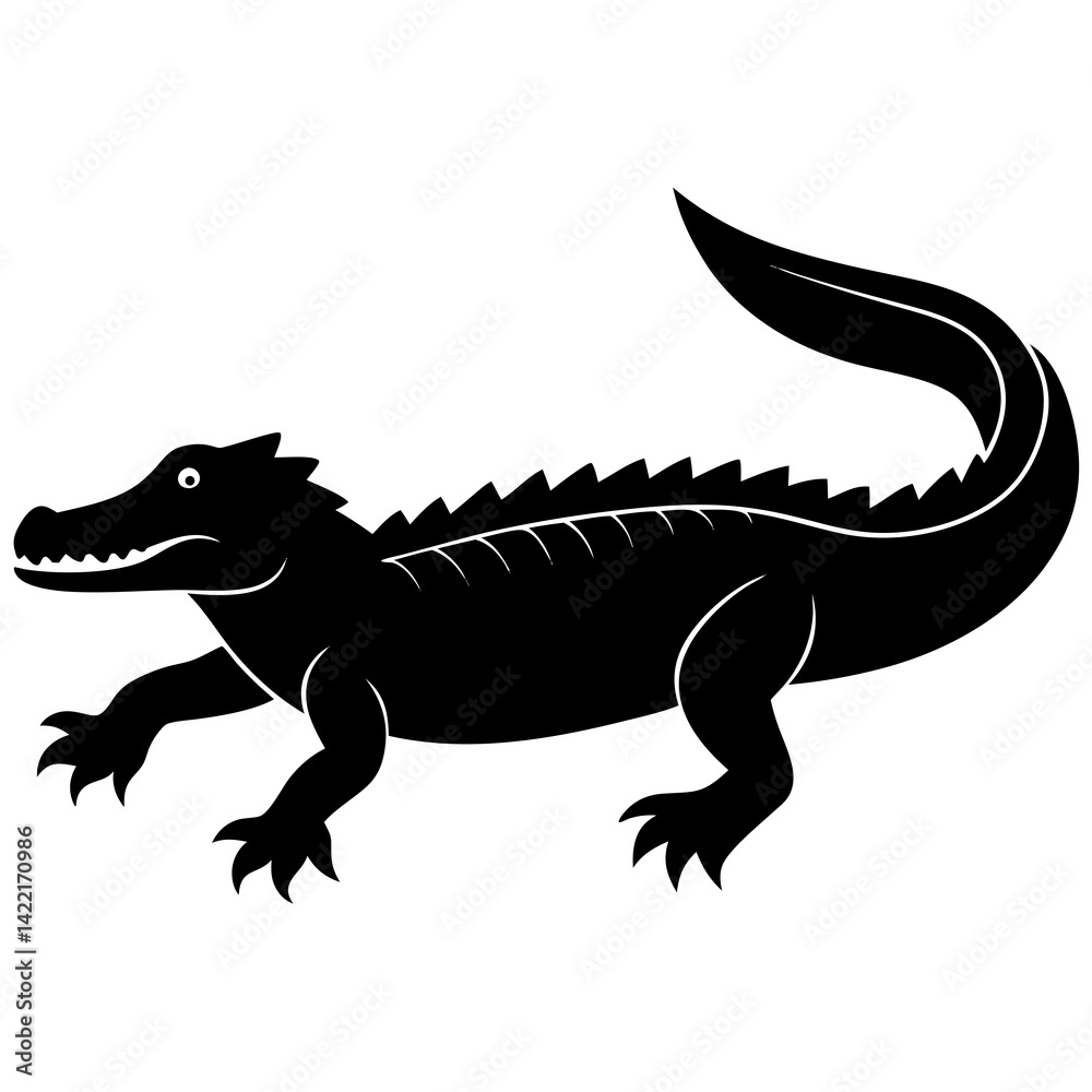 Alligator silhouette vector isolated on white background Alligator silhouette vector isolated on white background