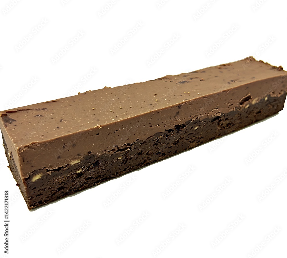 Fototapeta premium Decadent Chocolate Fudge Slice on White Background for Dessert Lovers