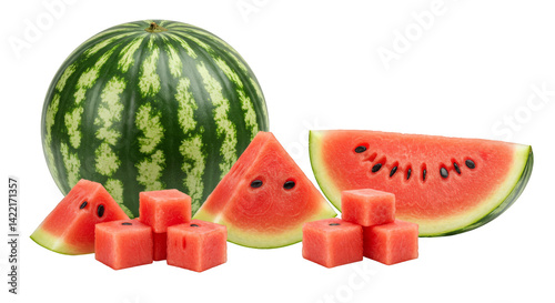 slice of watermelon on a transparent background. 
