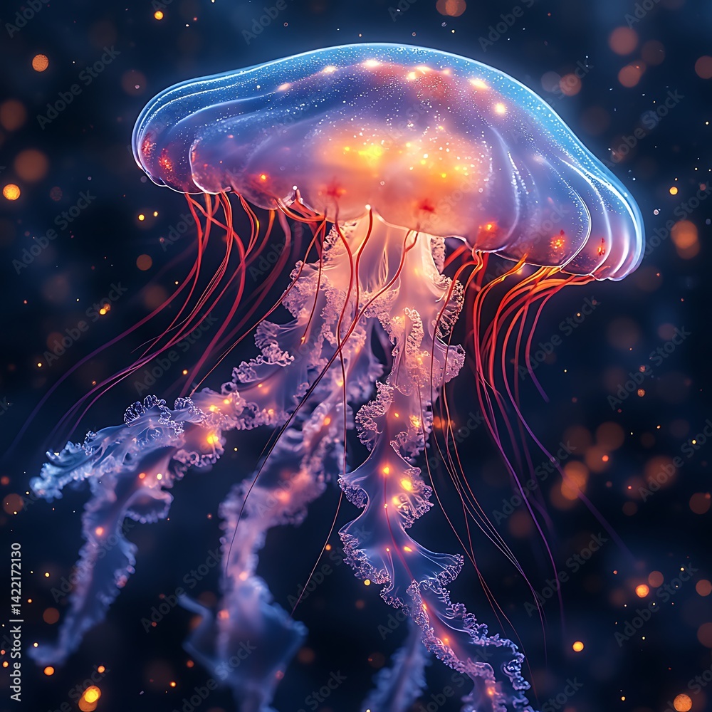 Fototapeta premium Glowing marine life jellyfish art high resolution image