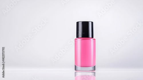 Classic Cylindrical Nail Polish Bottle in Vibrant Pink Color Against Clean White Background