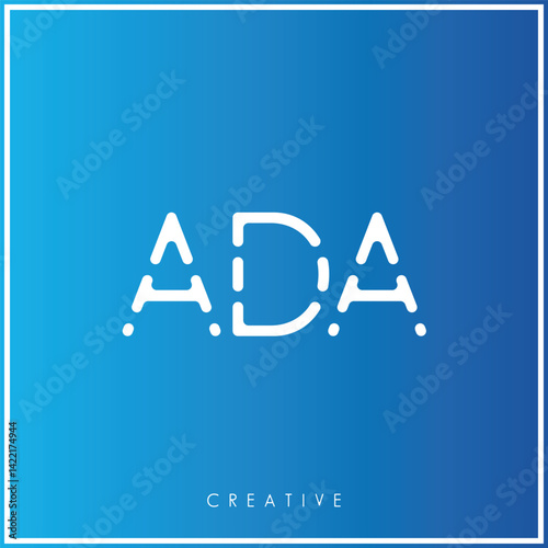 ADA Premium Vector latter logo design Creative Logo. Vector Illustration logo. letters Logo. Creative Logo Minimal feminine monogram and logo. drawn wedding herb, elegant leaves. modern design.