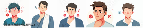 vector of young man having sore throat