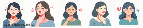 vector woman having sore throat