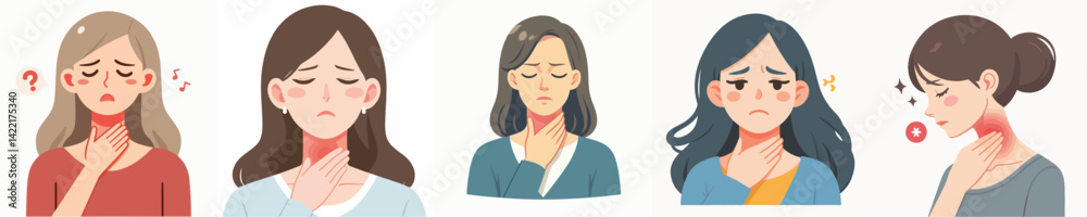 vector woman having sore throat vector woman having sore throat