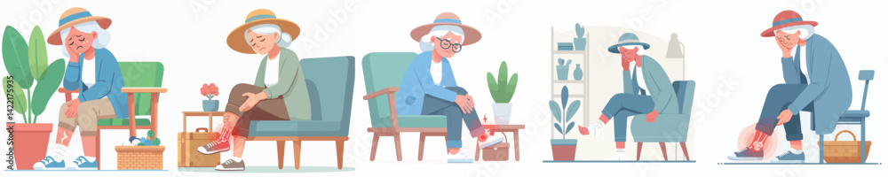 Fototapeta premium vector of grandmother having leg pain