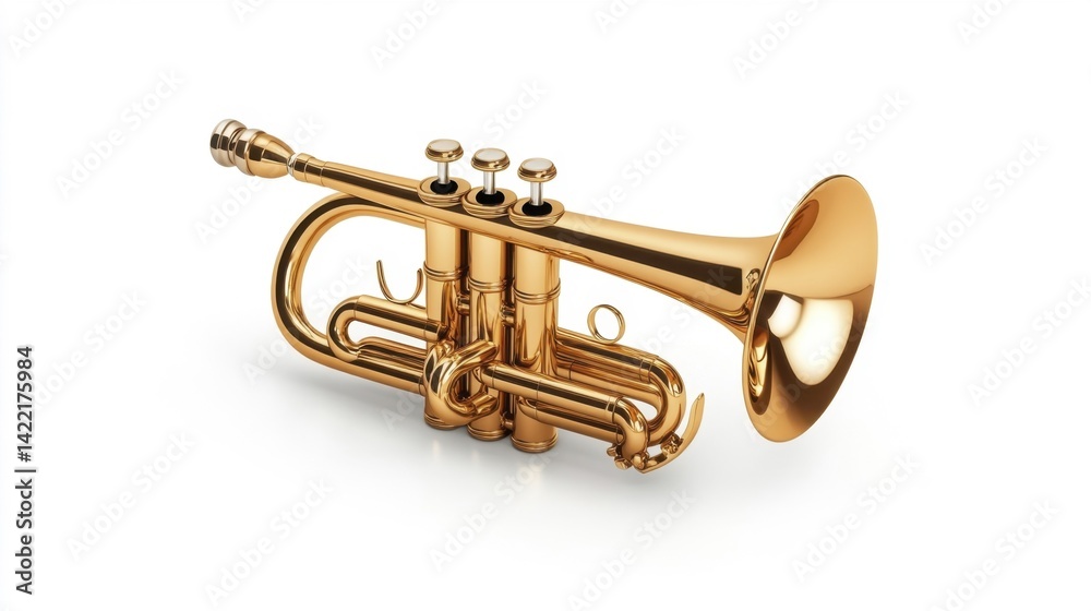 Obraz premium Brass trumpet isolated on white background. Generative AI