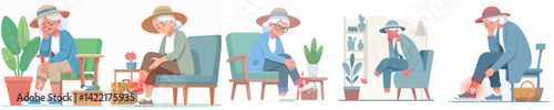 vector of grandmother having leg pain
