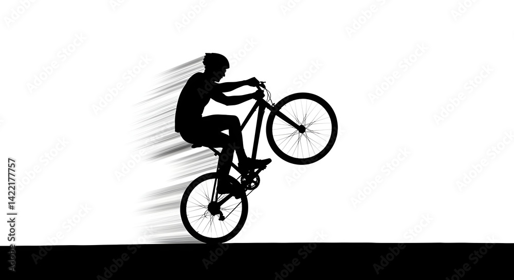 Obraz premium Silhouette of Man Performing Bike Wheelie