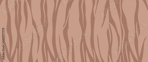 Animal skin background mocha mousse color, zebra print, abstract tiger skin stripes bg. Trendy colors 2025 year. Vector illustration