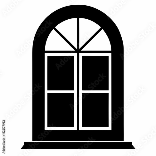 Window silhouette vector isolated on white background 