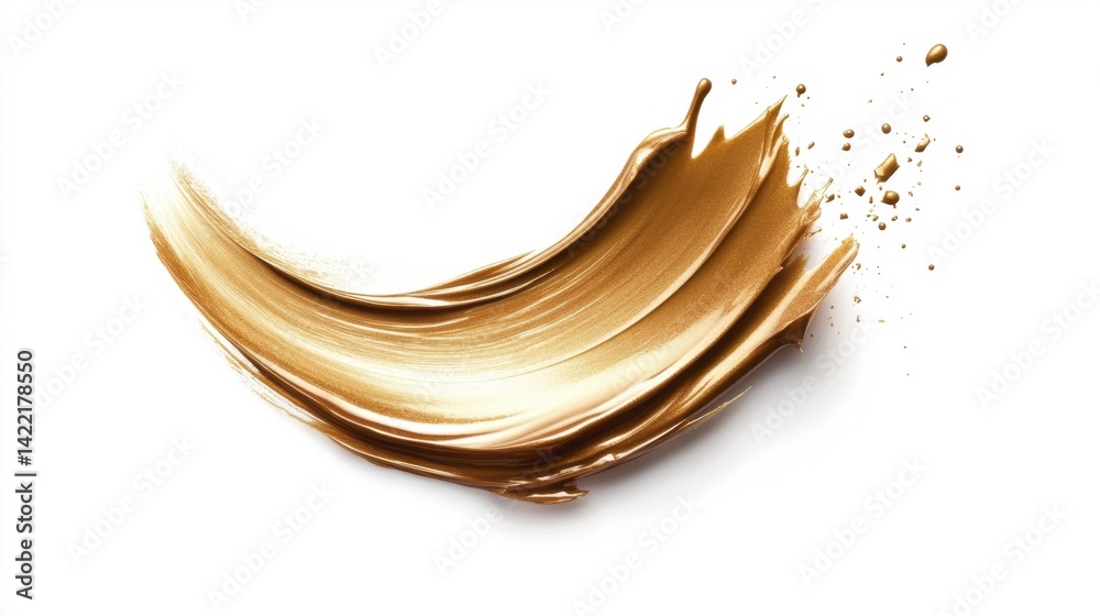 Bronze brush stroke isolated on white background. Generative AI Bronze brush stroke isolated on white background. Generative AI