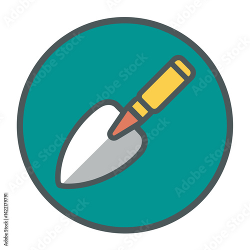 Gardening trowel icon in flat design with vibrant colors  