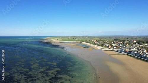 Wallpaper Mural The sandy beach of Grandcamp-Maisy in Europe, France, Normandy, near Omaha Beach, in spring, on a sunny day.  Torontodigital.ca