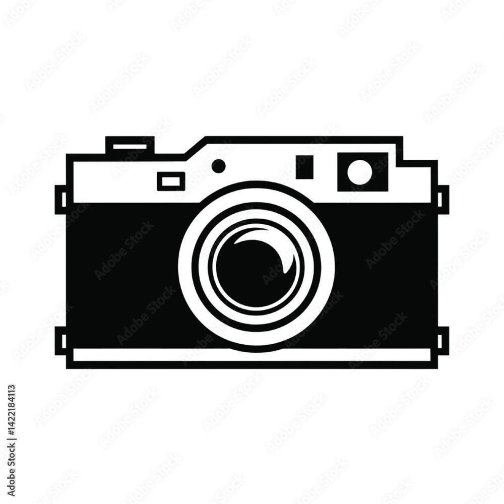 Vintage Camera Illustration with Monochrome Design