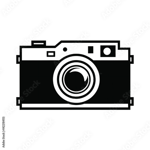 Obraz na płótnie Vintage Camera Illustration with Monochrome Design w salonie