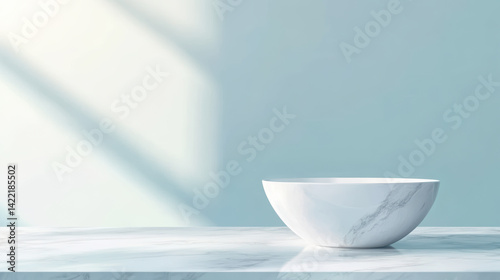 Marble Look Small Bowl on White Marble Surface