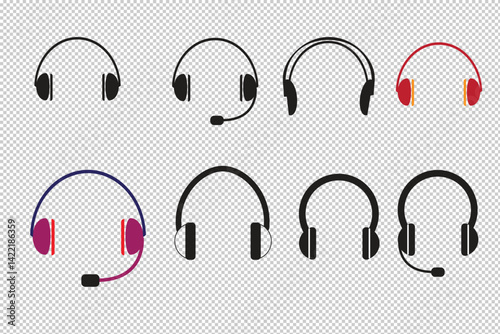 Vector illustration of headphones icon sheet , vector, png