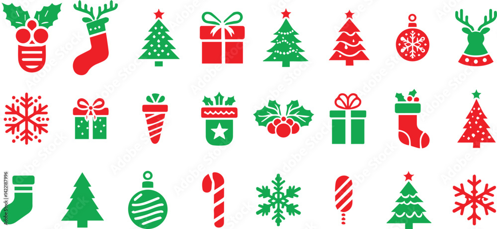 set of christmas icons vector set set of christmas icons vector set