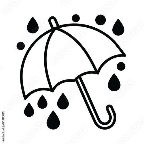 Obraz na płótnie Umbrella Icon with Falling Raindrops w salonie