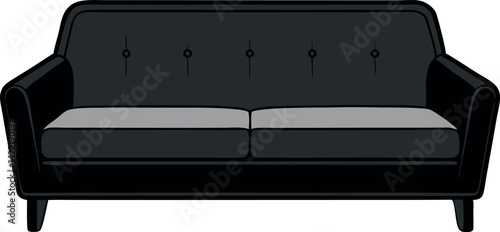 A high resolution silhouette black Sofa vector art illustration.