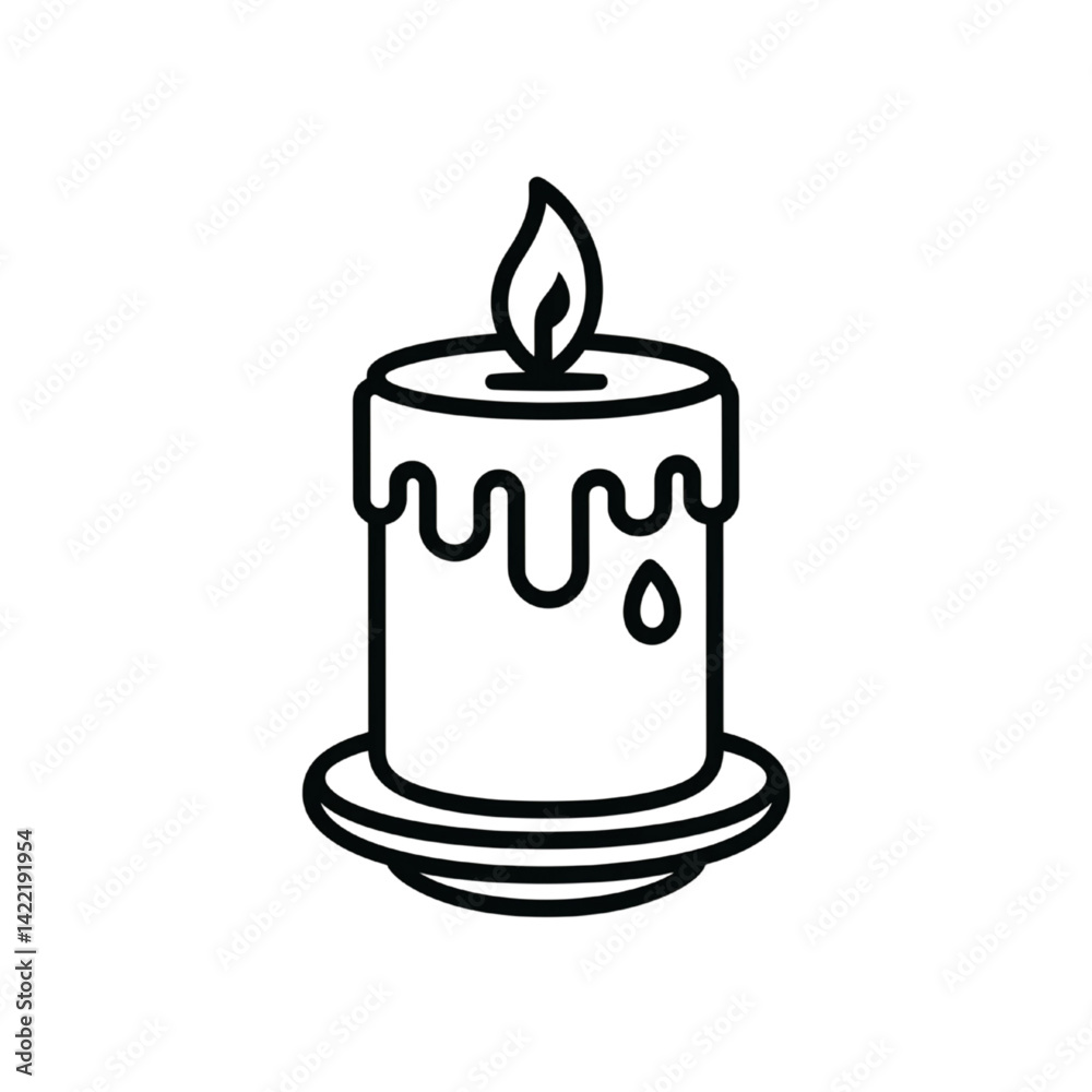 Candle with Dripping Wax on Elegant Stand