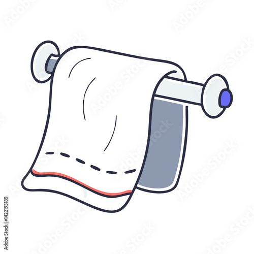Towel on holder in flat style