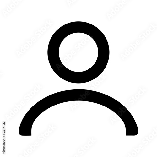 Minimalist Person Icon – Circle Head with Curved Line Body. vector illustration of an abstract symbol